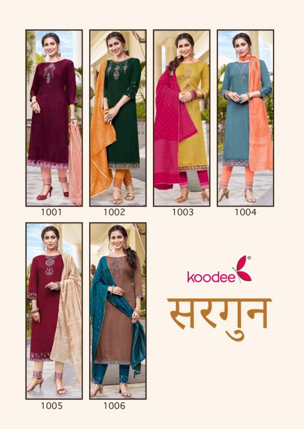 Koodee Sargun 1 Fancy Wear Viscose Kurti Pant With Dupatta Collection